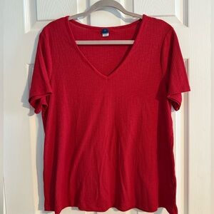 Old Navy Red Short Sleeve V-Neck Top